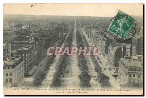 Old Postcard Paris Panorama of the Bois de Boulogne and Neuilly Avenue de la ...