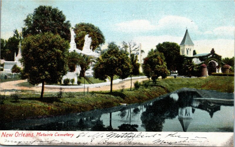 Postcard LA New Orleans Metairie Cemetery - St. Anns Ontario Cancel 1906 J3