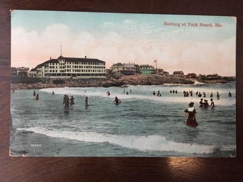 Bathing At York Beach, Maine 1909 Postmark