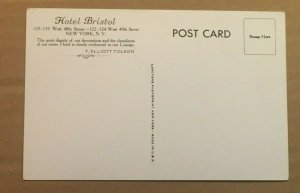 VINTAGE POSTCARD - UNUSED - THE LOUNGE, HOTEL BRISTOL, W. 48TH ST, N.Y