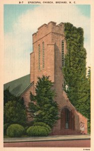 Vintage Postcard 1920's View of Episcopal Church Brevard North Carolina N. C.