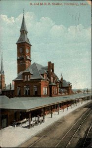 Fitchburg Massachusetts MA Train Station Depot 1900s-10s Postcard