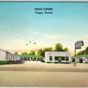 c1950s Vega TX Court Hotel Inn Motor Lodge Street Roadside Sign Route 66 PC A215