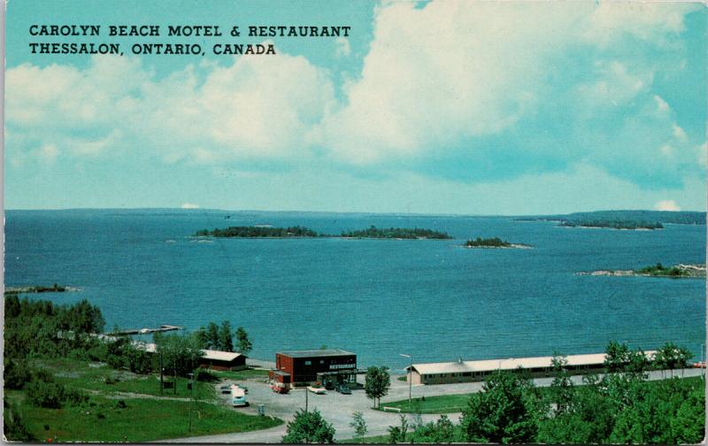 Carolyn Beach Motel & Restaurant Thessalon Ontario ON Vintage Postcard D70