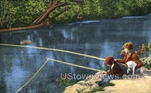 Fishing in the Ozarks - Lake of the Ozarks, Missouri MO Postcard