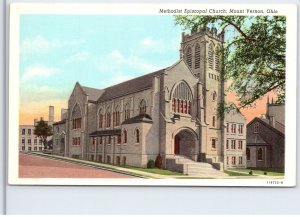 Vintage Methodist Episcopal Church Postcard Mount Vernon Ohio Linen