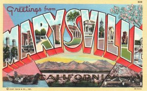 Vintage Postcard Greetings From Marysville California Stanley A. Piltz Co. Pub.