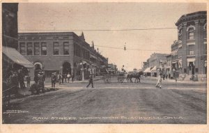 Blackwell Oklahoma Main Street, Looking North B/W Lithograph Vintage PC U2034