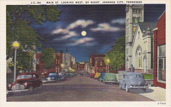 Main Street Looking West At Night Johnson City Tennessee