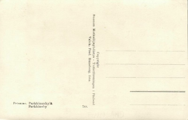 finland suomi, PETSAMO, Parkkinankylä Parkkinaby (1950s) RPPC Postcard