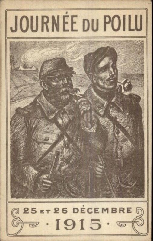 WWI French Military Propaganda Poster Art JOURNEE DU POILU 1915 Postcard