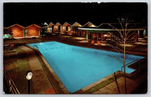Roadside~Grand Rapids MI~Holiday Inn South~Swimming Pool Night View~1968 PC