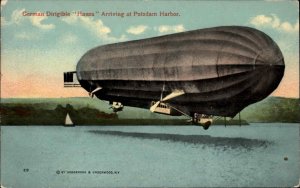 POTSDAM HARBOR German Dirigible Blimp Hansa c1910 Postcard