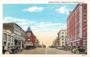 Henderson Kentucky Second Street Scene Store Fronts Antique Postcard K27513