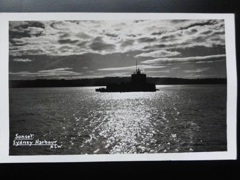 Australia: SYDNEY Harbour Sunset showing FORT DENISON Old RP PC