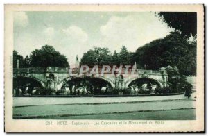 Old Postcard Metz Esplanade Cascades and the monument hairy