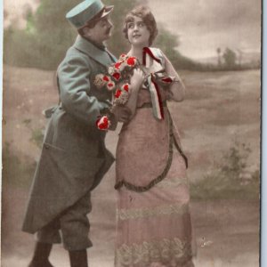 c1910s French Romantic Happy New Year RPPC Hand Colored Love Real Photo PC A136