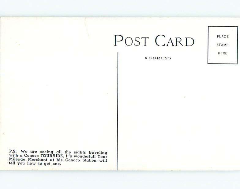 Unused 1940's CONOCO GAS STATION POSTCARD SHOWS MONUMENT Salt Lake City UT p1361