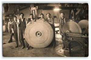 1904-18 Factory Workers Cylinders Factories Rppc Postcard Antique 7 Men  