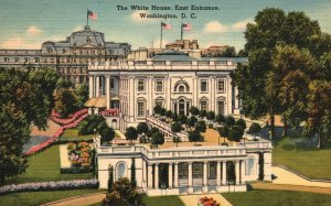 Vintage Postcard 1940 White House East Entrance Washington DC District Columbia