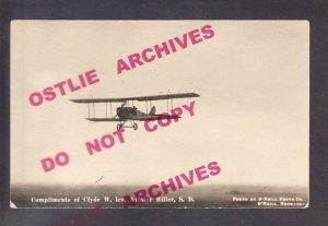 Miller SOUTH DAKOTA RPPC c1920 ADVERTISING Pilot AIRPLANE Clyde W. Ice JENNY