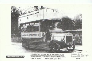 Transport Postcard - Liverpool Corporation Tramways - Tilling-Stevens Bus  U778