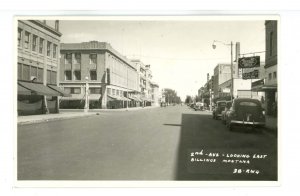 MT - Billings. Second Ave Street Scene looking East ca 1950 RPPC