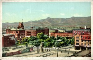 Postcard TX El Paso Fred Harvey San Jacinto Plaza Guadaloupe Mountains ~1910 S55