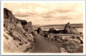 Through Cedar Pass South Dakota Badlands Roadway Real Photo RPPC Postcard