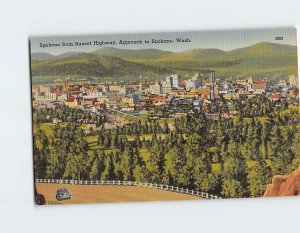 Postcard Spokane from Sunset Highway Approach to Spokane Washington USA