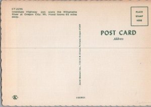 Interstate 205 Bridge Oregon City Mt Hood Old Cars Continental Postcard