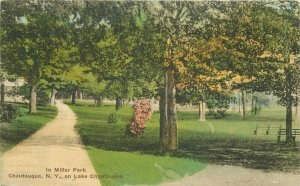 Albertype Chautauqua New York Miller Park Hand colored 1940s Postcard 20-8219