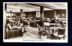 LS3935 - Cunard White Star Liner - Queen Mary - Tourist Smoking Room - postcard