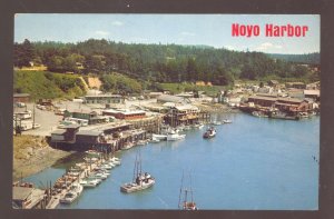 FORT BRAGG CALIFORNIA NOYO HARBOR VINTAGE BOATS BIRDSEYE VIEW POSTCARD