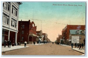 c1910 River Street West Moose Jaw Saskatchewan Canada Antique Postcard