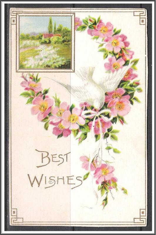 Best Wishes - Flower Wreath & Dove - [MX-155]