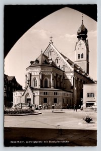 Rosenheim Ludwigsplatz Stadtpfarrkirche Real Photo Postcard Germany RPPC Church