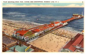 New Jersey Atlantic City  Bird's Eye View Steel Pier, Boardwalk