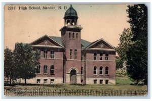 Mandan North Dakota ND Postcard High School Building Exterior Scene 1915 Antique