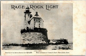 Rage Rock Light Long Island Sound NY Undivided Back Vintage Postcard Q40