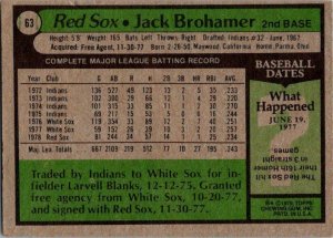 1979 Topps Baseball Card Jack Brohammer Boston Red Sox