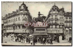 Old Postcard Orleans Place du Martroi and the statue of Jeanne d & # 39arc