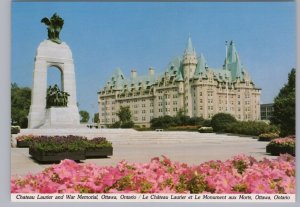 Chateau Laurier And War Memorial, Ottawa, Ontario, Chrome Postcard