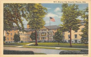 WARREN, Ohio OH   WARREN CITY HOSPITAL  Trumbull County  ca1940's Linen Postcard