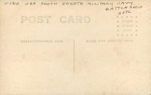 Postcard RPPC C-1910 USS South Dakota Military Battleship 23-7817