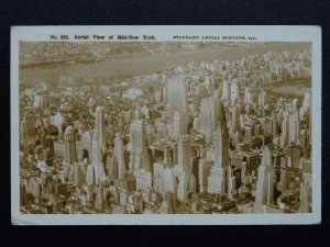 USA America MID NEW YORK SKYLINE Aerial View c1930/40s RP Postcard