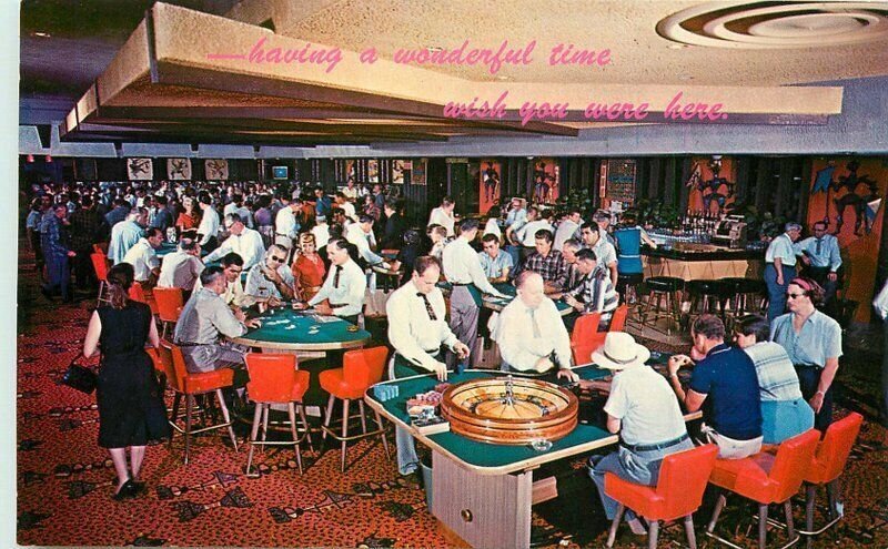 Las Vegas Nevada Gambling Casino 1950s Interior Western Resort Postcard 21-8731