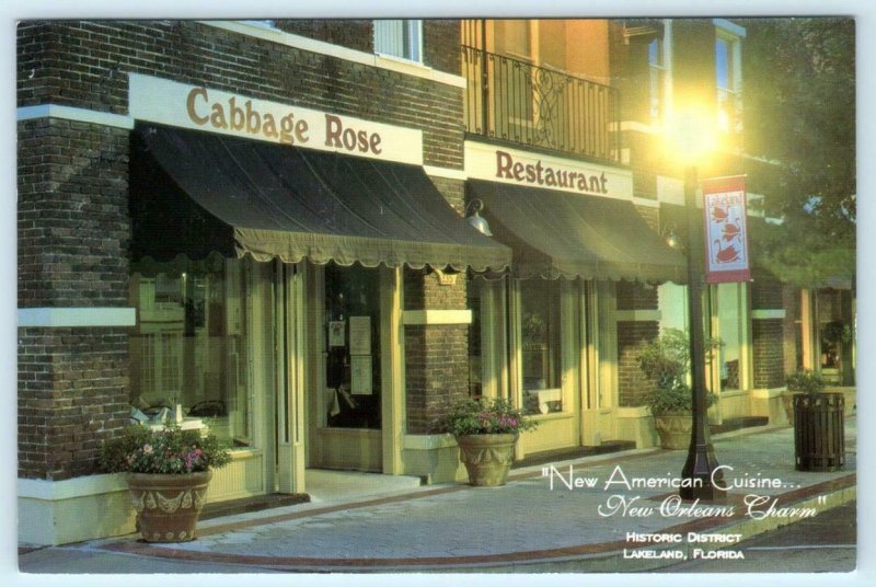 LAKELAND, Florida FL ~ Roadside CABBAGE ROSE RESTAURANT 4x6 Postcard