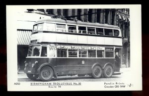 pp2413 - Birmingham Trolleybus - No.50, Route 94 - Pamlin Postcard No.M203