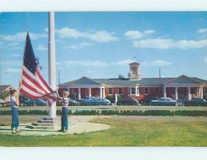 Pre-1980 patriotic REHAB CENTER FLAG Between Staunton & Waynesboro VA F9736@